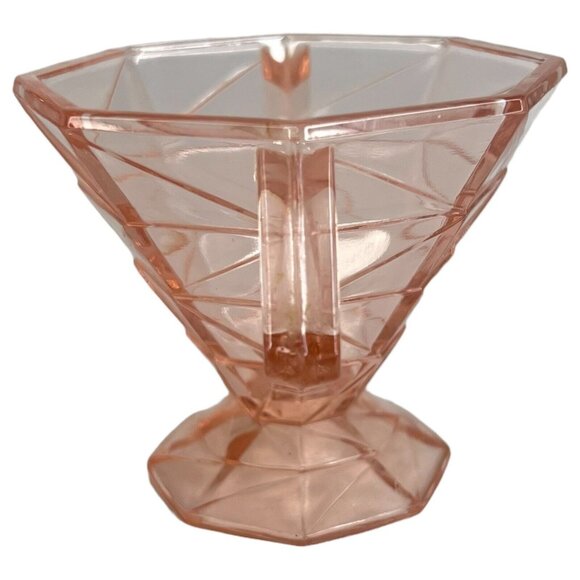 Pink Depression Glass Cracked Ice Covered Sugar Bowl with Lid Art Deco Style VTG - Picture 3 of 9